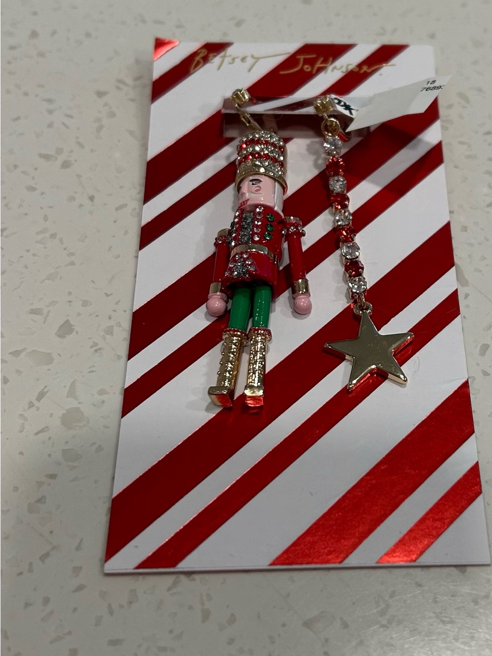 Betsey Johnson Red Green Gold Nutcracker Drop Earrings for Kids